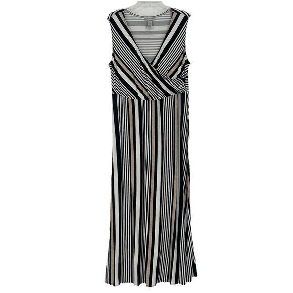 Catherines Neutral Stripe Maxi Dress Black White Sleeveless Size 0X 14/16W - Picture 1 of 8